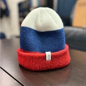 Coal Headwear Frena Beanie Knit Cuffed Classic Logo Patch Red White Blue